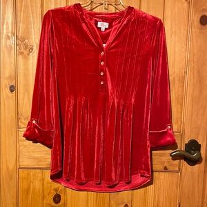 NWT KIM ROGERS RED “VELVET” TOP Sz L